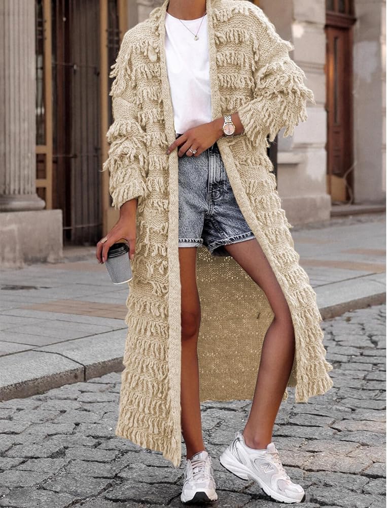 ジャケット・アウター vintage fringe design maxi coat cardigan ジャケット・アウター vintage fringe design maxi coat